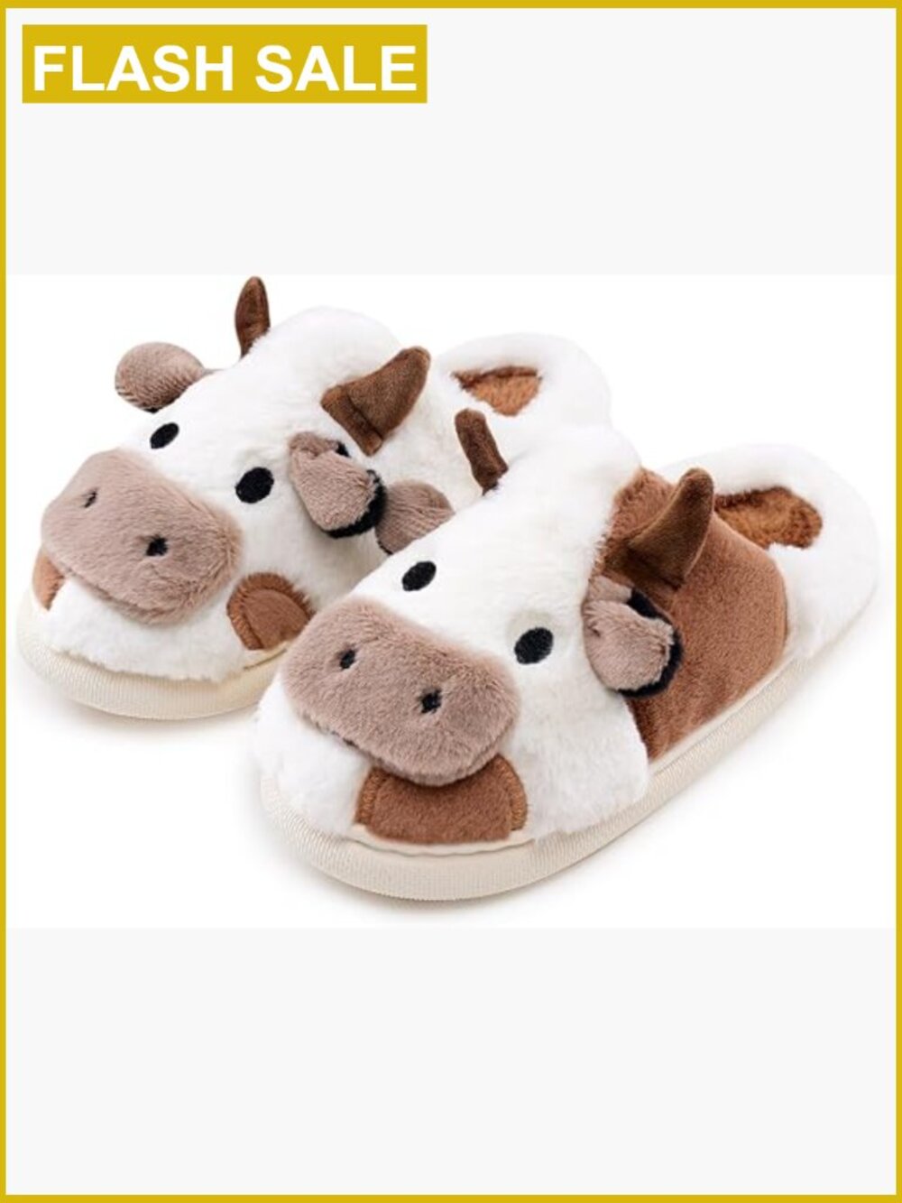 Cute Cow Slippers Fluffy Faux Fur Plush House Shoes For Indoor Outdoor